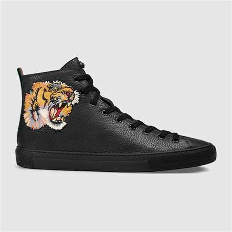 gucci tiger embroidered sneakers|Gucci tiger sneakers high.